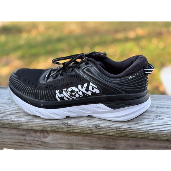 HOKA Bondi 7 Men’s Size 10 Black Athletic Shoes Comfort Walking Shoes - Picture 7 of 16